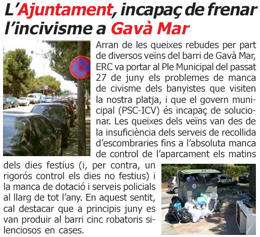 Not&iacute;cia publicada a L'ERAMPRUNY&Agrave; (Juliol de 2006)
